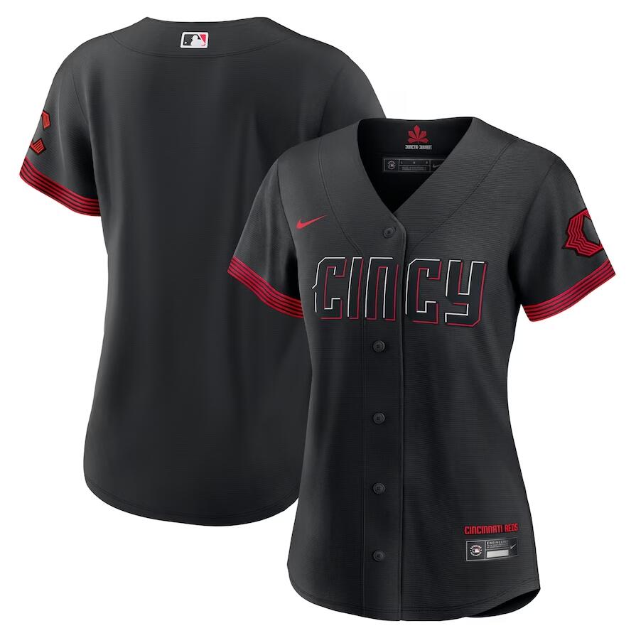 cincinnati reds blank women's black 2024 city connect player replica ...